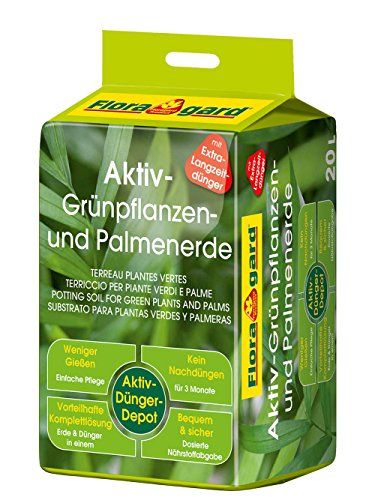 Floragard Aktiv-Grünpflanzen- und Palmenerde 20 L • Spezialerde für Palmen, Farne, Ficus, andere...